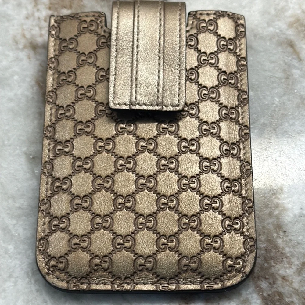 Gucci Metallic Gold Phone Holster